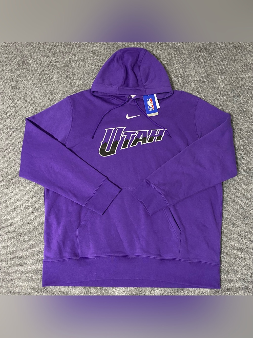 Nike Utah Jazz Hoodie Mens 2XL Purple Fleece Pullover Graphic NWT